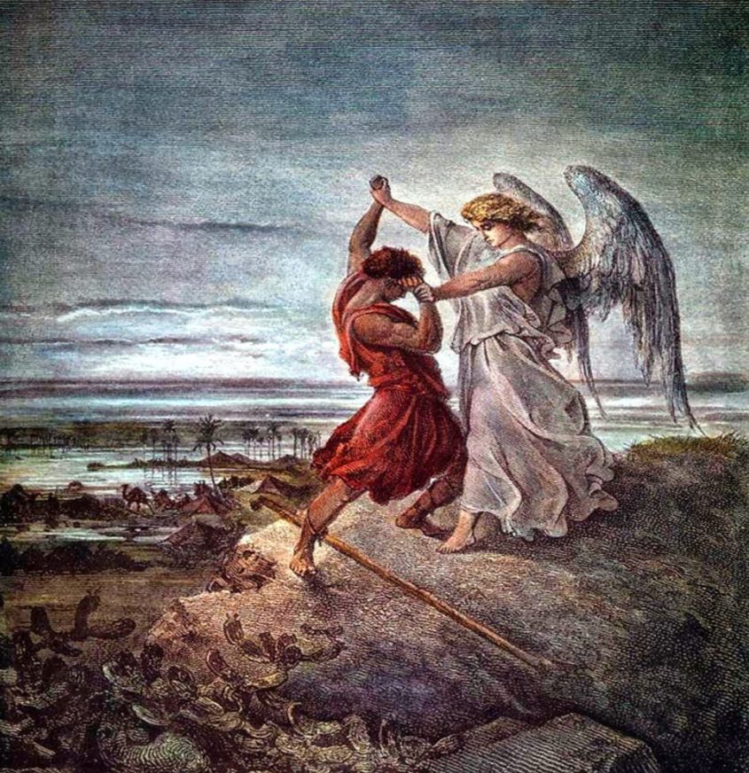 רגע המאבק בין יעקב והמלאך: ציור של גוסטב דורה