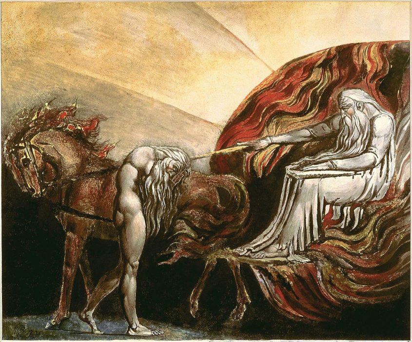 אלוהים מעניש את אדם. ציור מעשה ידי ויליאם בלייק,1795. מתוך ויקיפדיה