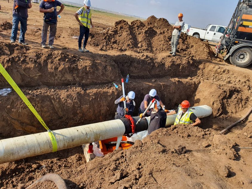 עבודות במקום הדליפה. צילום: המשרד להגנת הסביבה