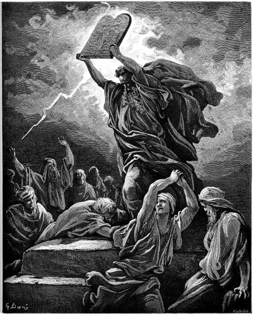 משה משבר את לוחות הברית, באיורו של גוסטב דורה
