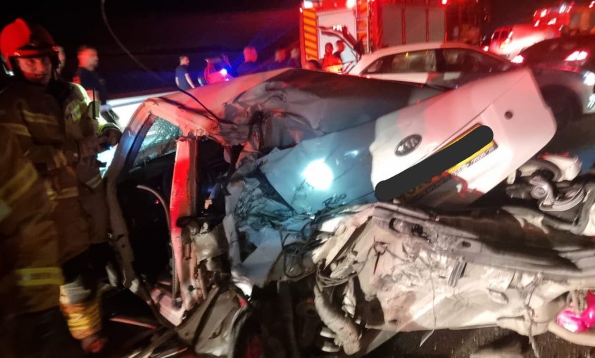 הרכב בזירת התאונה. צילום: דוברות כב"ה