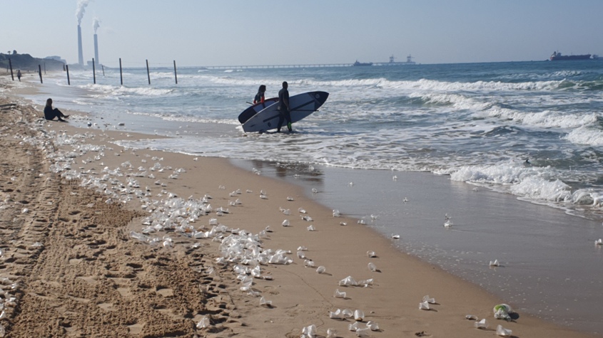 The dirt on the beaches of Ashkelon.  Photo: Fred Erzuan, Ministry of Environmental Protection