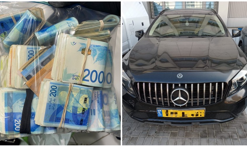 מכונית יוקרה וכסף שנתפס במהלך הפעילות המשטרתית. צילום: דוברות המשטרה