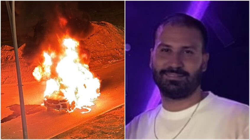 רזיאל רווח. הרכב בוער. צילום: שימוש לפי סעיף 27א'