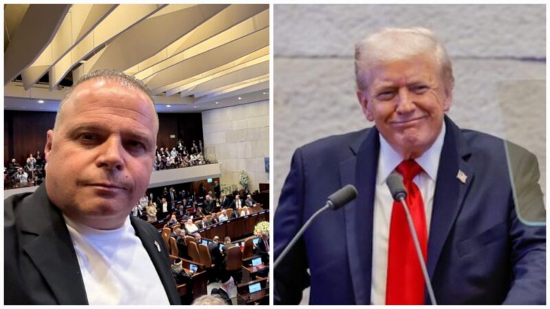 טראמפ נואם בכנסת. גלאם ביציע. צילומים: נועם מושקוביץ, דוברות הכנסת. עיריית אשקלון