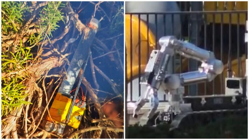 המטען שנמצא והרובוט בזירה