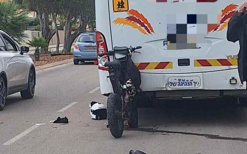 זירת התאונה ברחוב בר כוכבא