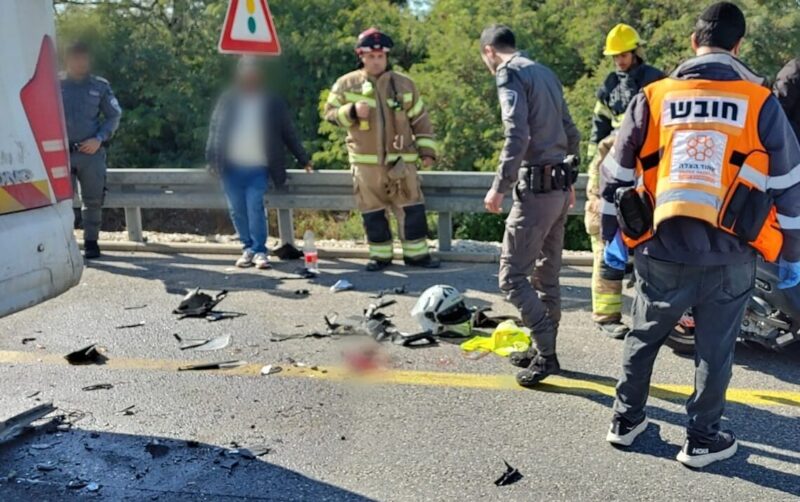זירת התאונה בכביש 4. צילום: איחוד הצלה