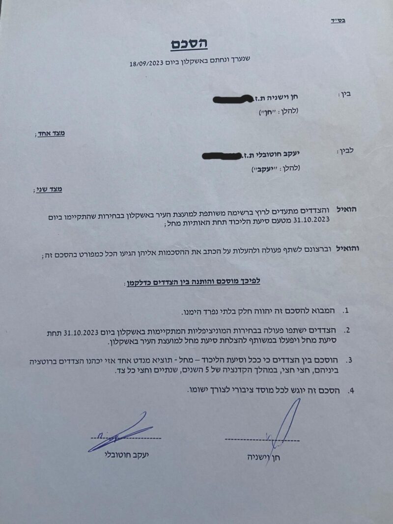 ההסכם החתום