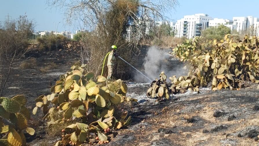 זירת השריפה ליד בית העלמין. צילום: כב"ה