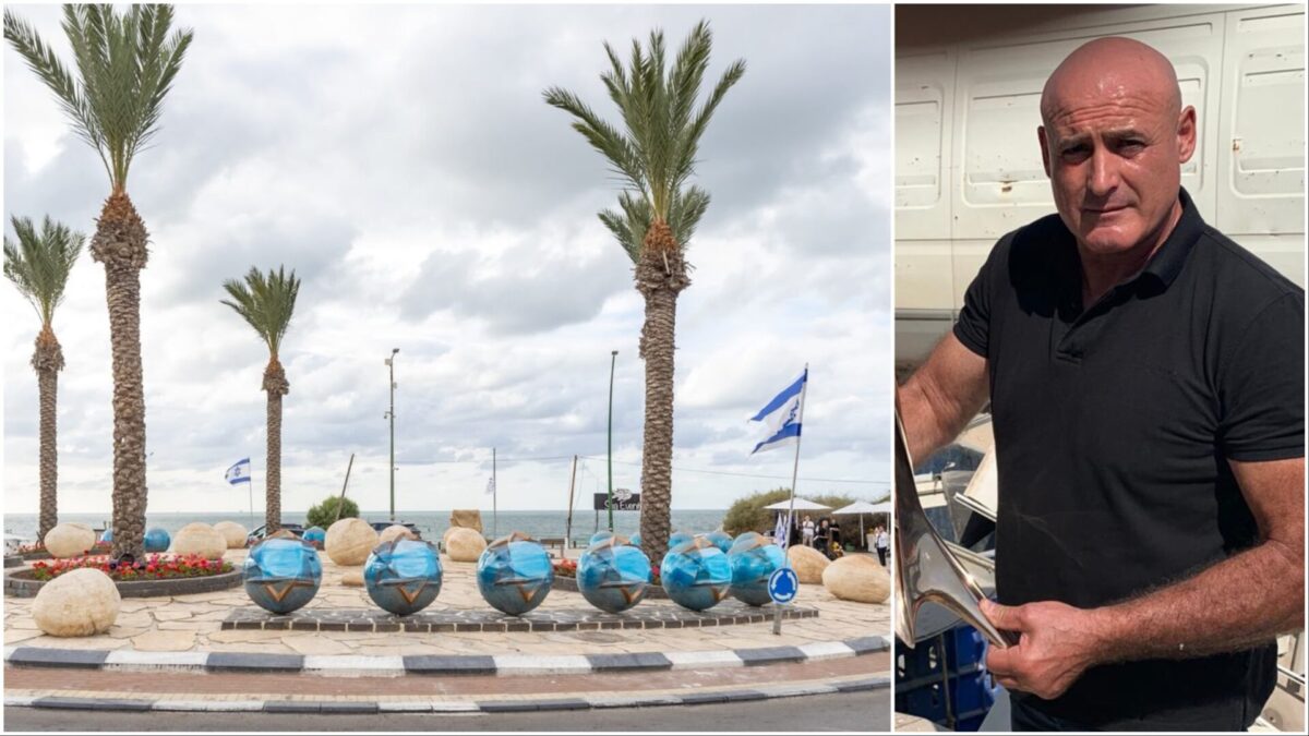 לב אברמזון והמיצג. צילום: סיון מטודי
